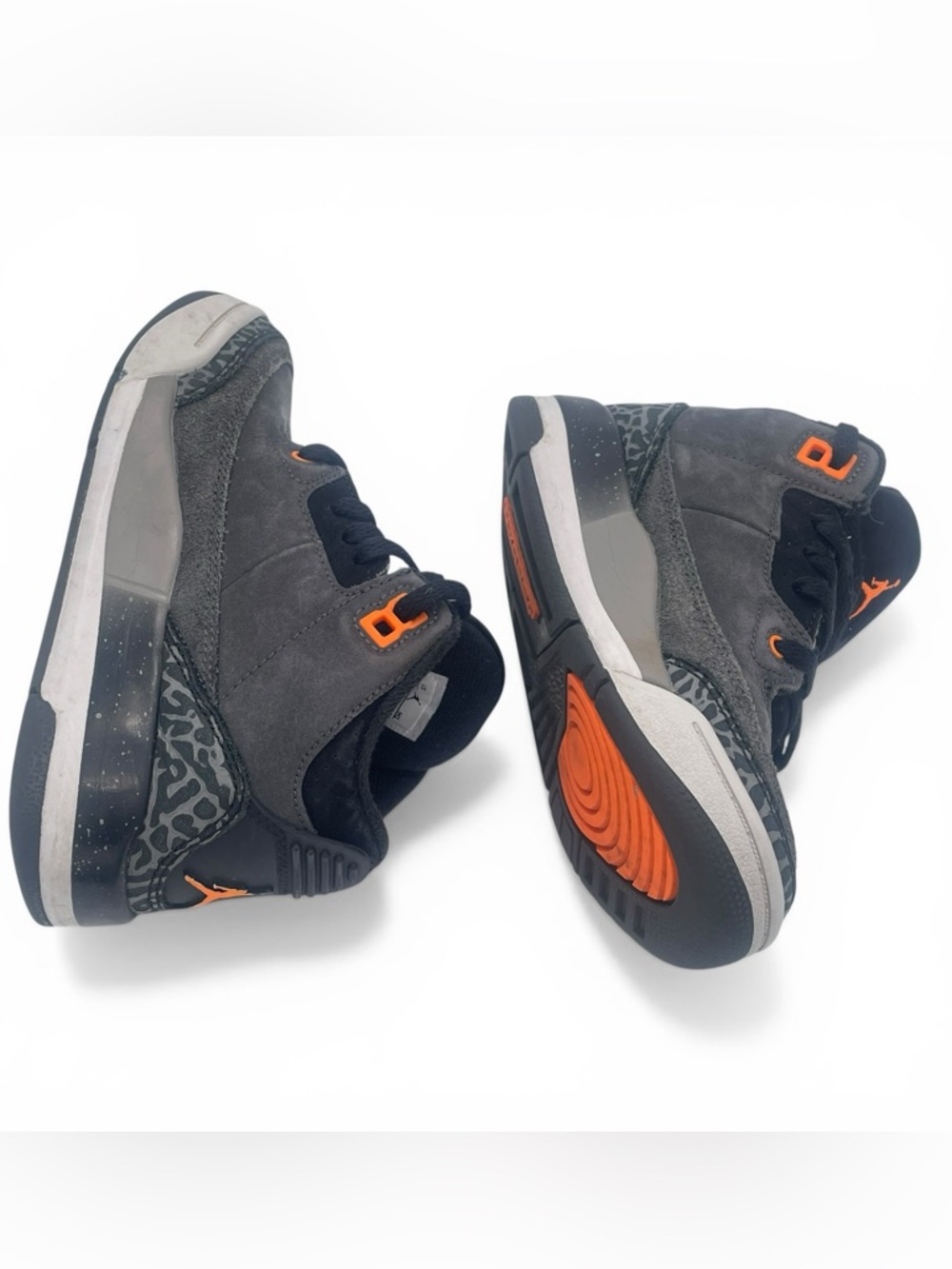 Nike Air Jordan 3 Retro Kids 11C Black Orange Cement Sneakers - Picture 7 of 10